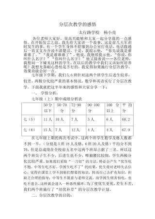 分层次教学感悟
