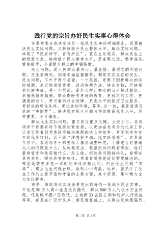 践行党的宗旨办好民生实事心得体会