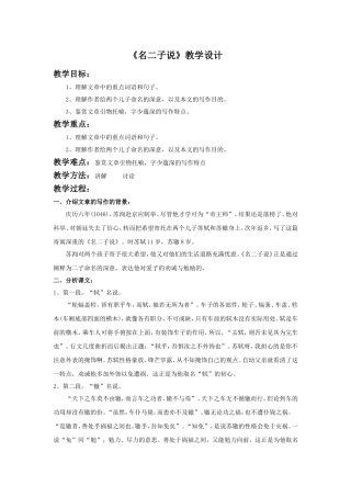 《名二子说》教学设计