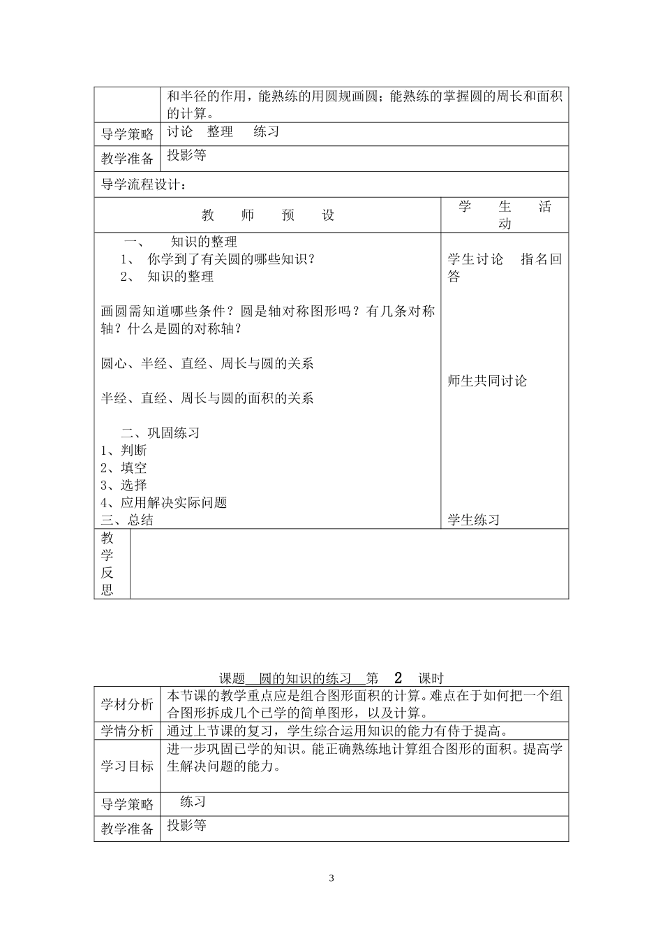 小学数学第十一册复习计划_第3页