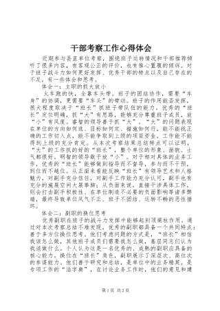 干部考察工作心得体会