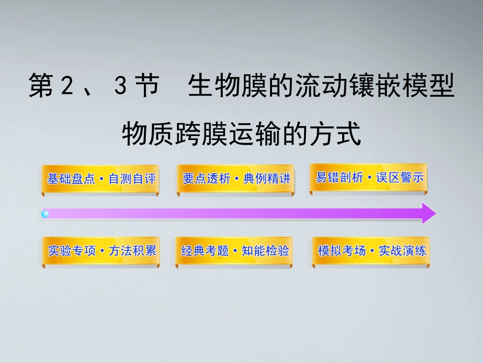 高中生物复习 生物膜的流动镶嵌模型物质跨膜运同步课件 新人教版必修1_第1页