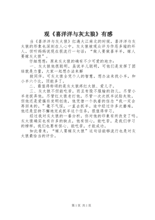 观《喜洋洋与灰太狼》有感