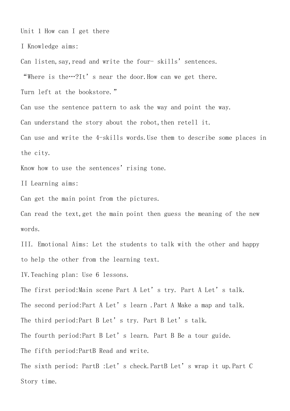 新版PEP六年级上册Unit_1_How_can_I_get_there全英教案_第1页