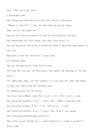 新版PEP六年级上册Unit_1_How_can_I_get_there全英教案