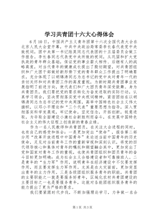 学习共青团十六大心得体会