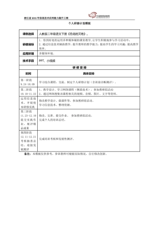 俞碧琼个人研修计划