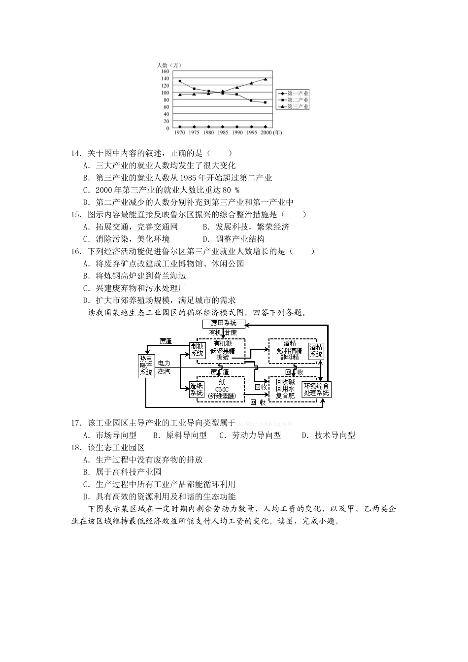 淮北一中2013-2014学年度高一地理第二学期期末试卷及答案._第3页