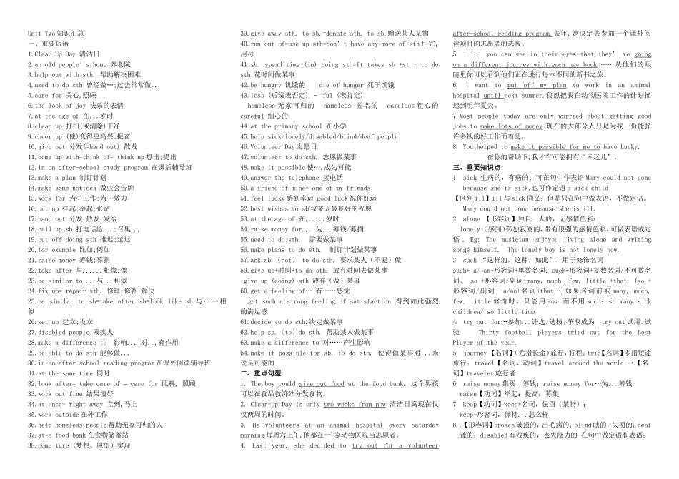 新版八年级下UnitTwo单元基础知识汇总_第1页