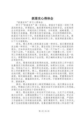 抓落实心得体会