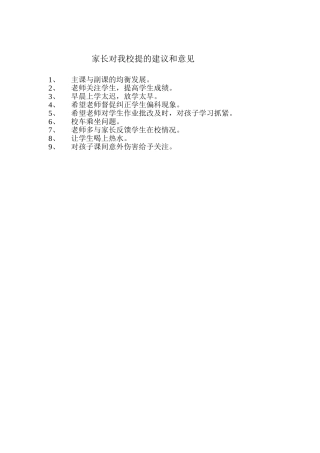 家长对我校提的建议和意见