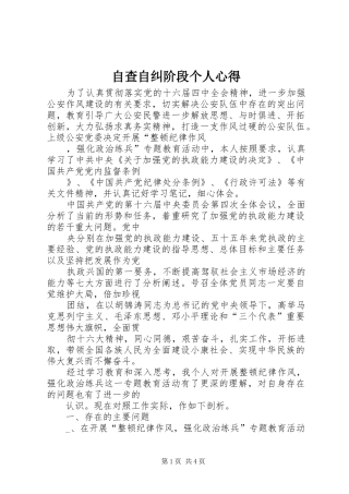 自查自纠阶段个人心得