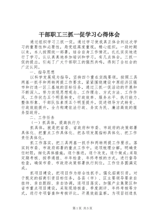干部职工三抓一促学习心得体会