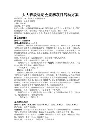 大大班运动会方案