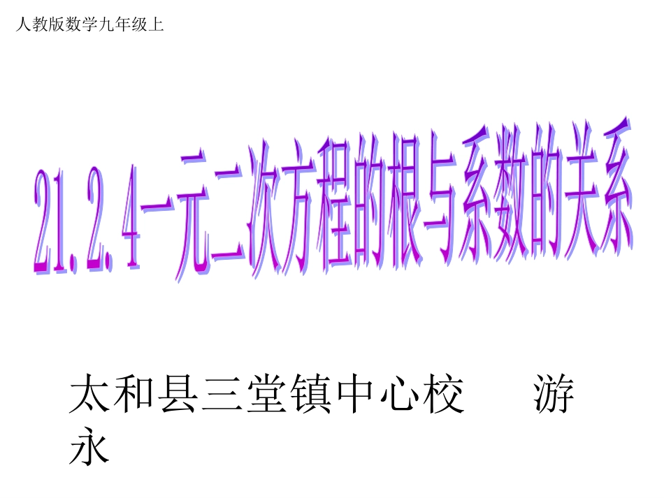 一元二次方程根与系数之间的关系.2.4一元二次方程的根与系数的关系_第1页