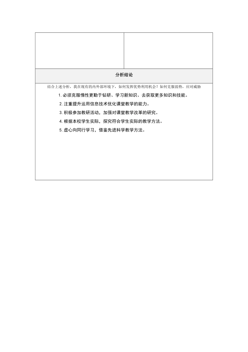 赵建英的个人自我诊断SWOT分析表_第2页