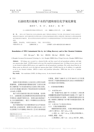 石油烃类污染地下水的汽提和原位化学氧化修复