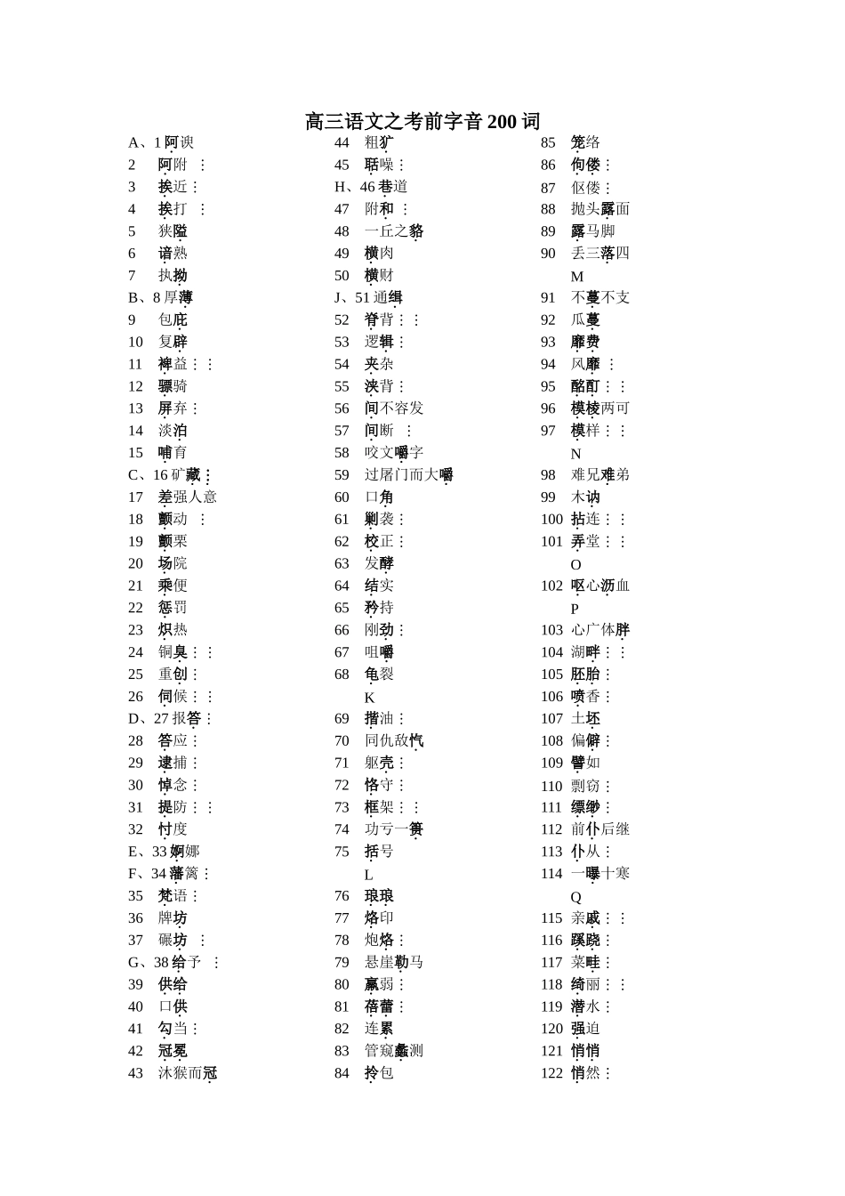 高三语文之考前字音200词_第1页
