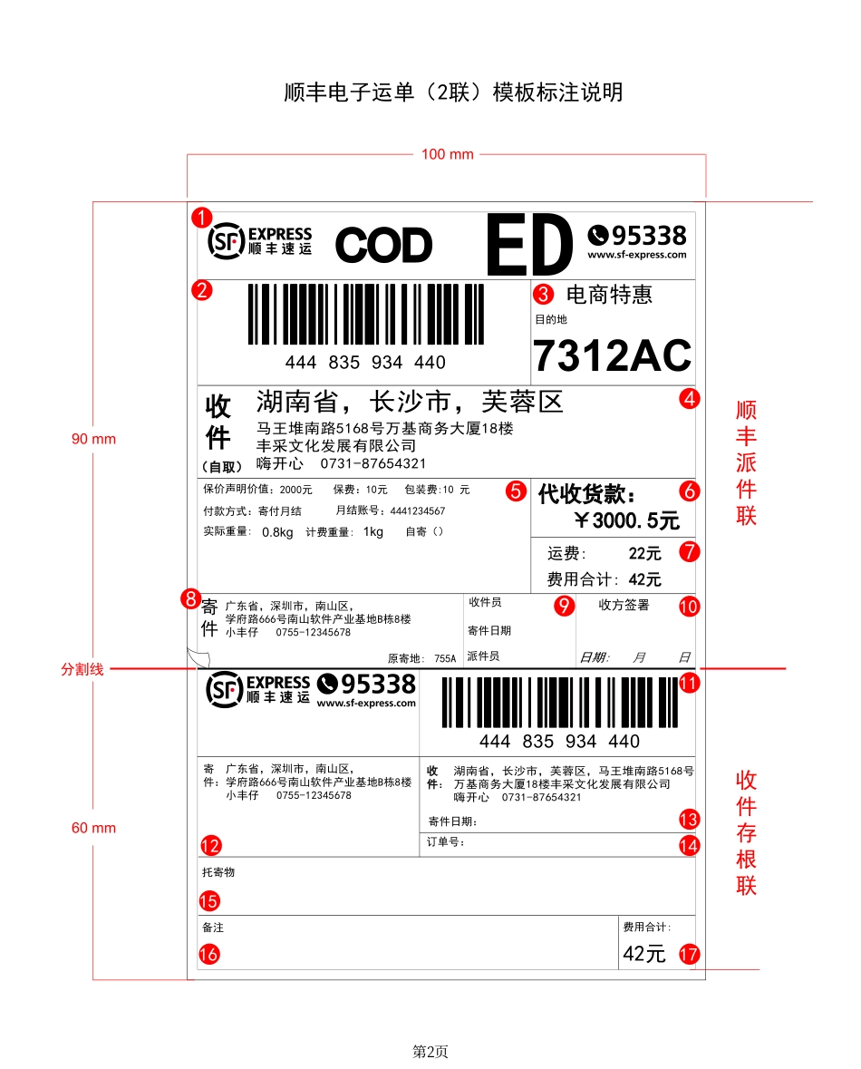 顺丰电子面单模板及说明_第2页