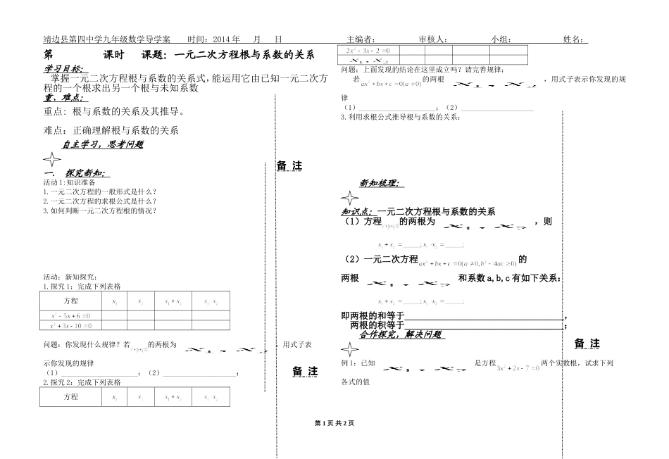 一元二次方程的根与系数的关系_第1页