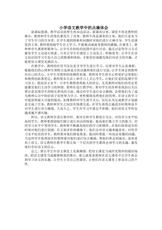 小学语文教学中的点滴体会