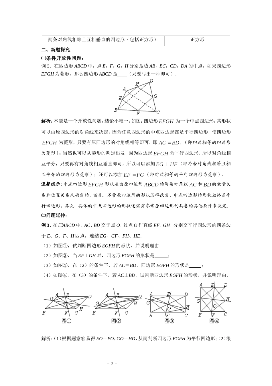 对中点四边形的探究与延伸_第2页