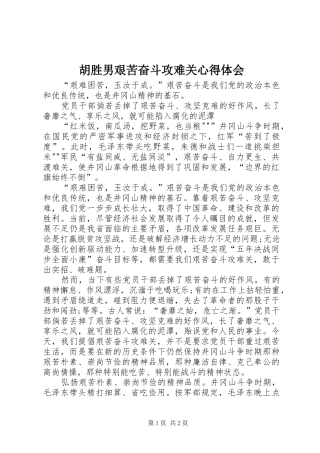 胡胜男艰苦奋斗攻难关心得体会