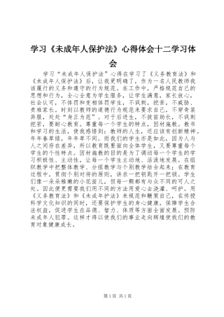 学习《未成年人保护法》心得体会十二学习体会
