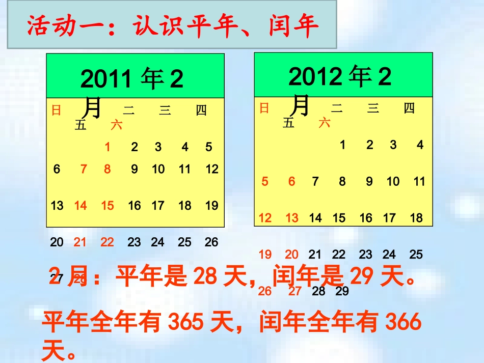 人教2011版小学数学三年级认识平年、闰年-(6)_第3页