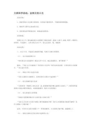 大班科学活动：会到立的小丑
