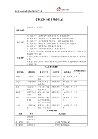 学科工作坊校本研修计划