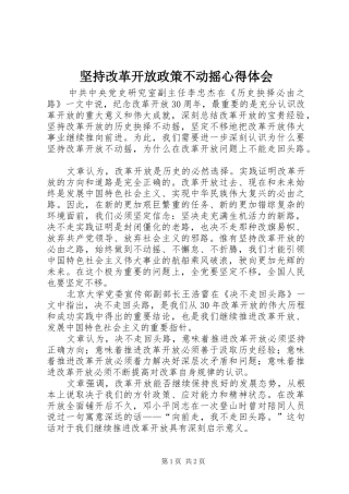 坚持改革开放政策不动摇心得体会