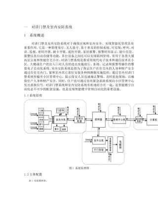 一  对讲门禁及室内安防系统