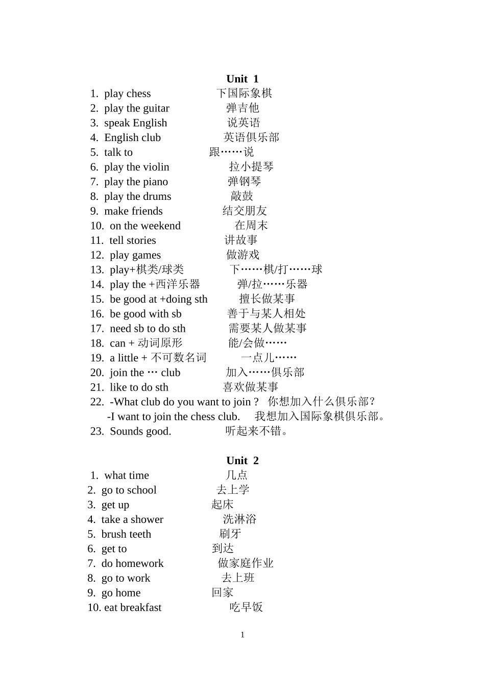 期中复习词组1-12_第1页