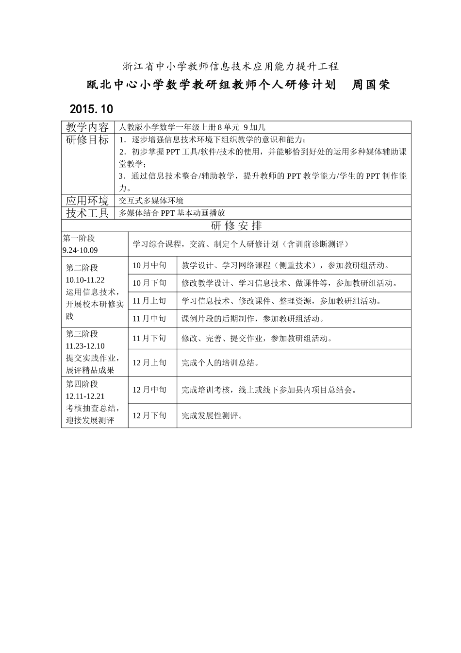 周国荣个人研修计划_第1页