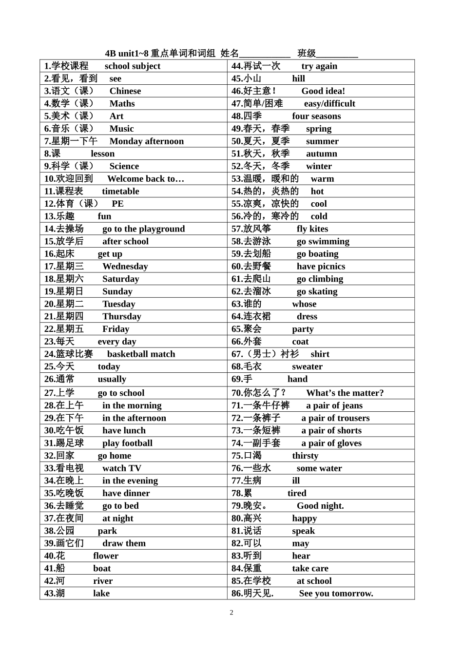 四全册单词词组_第2页