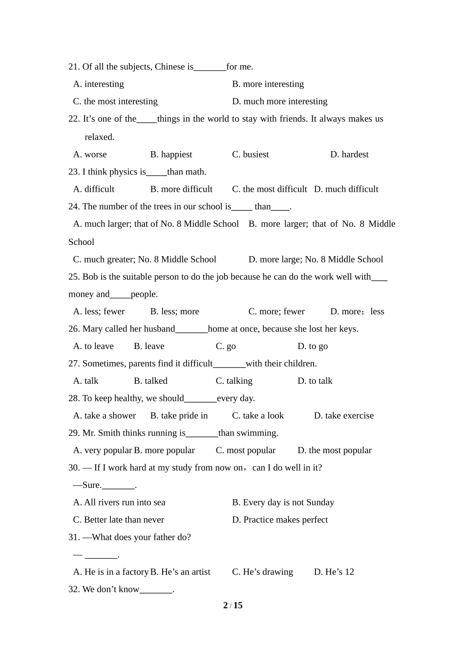 Unit6单元检测题_第2页