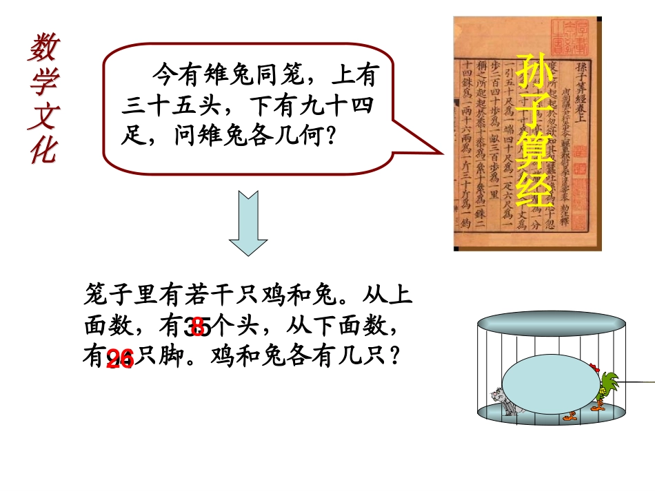 小学数学2011版本小学四年级人教版四年级下册数学《鸡兔同笼》_第2页