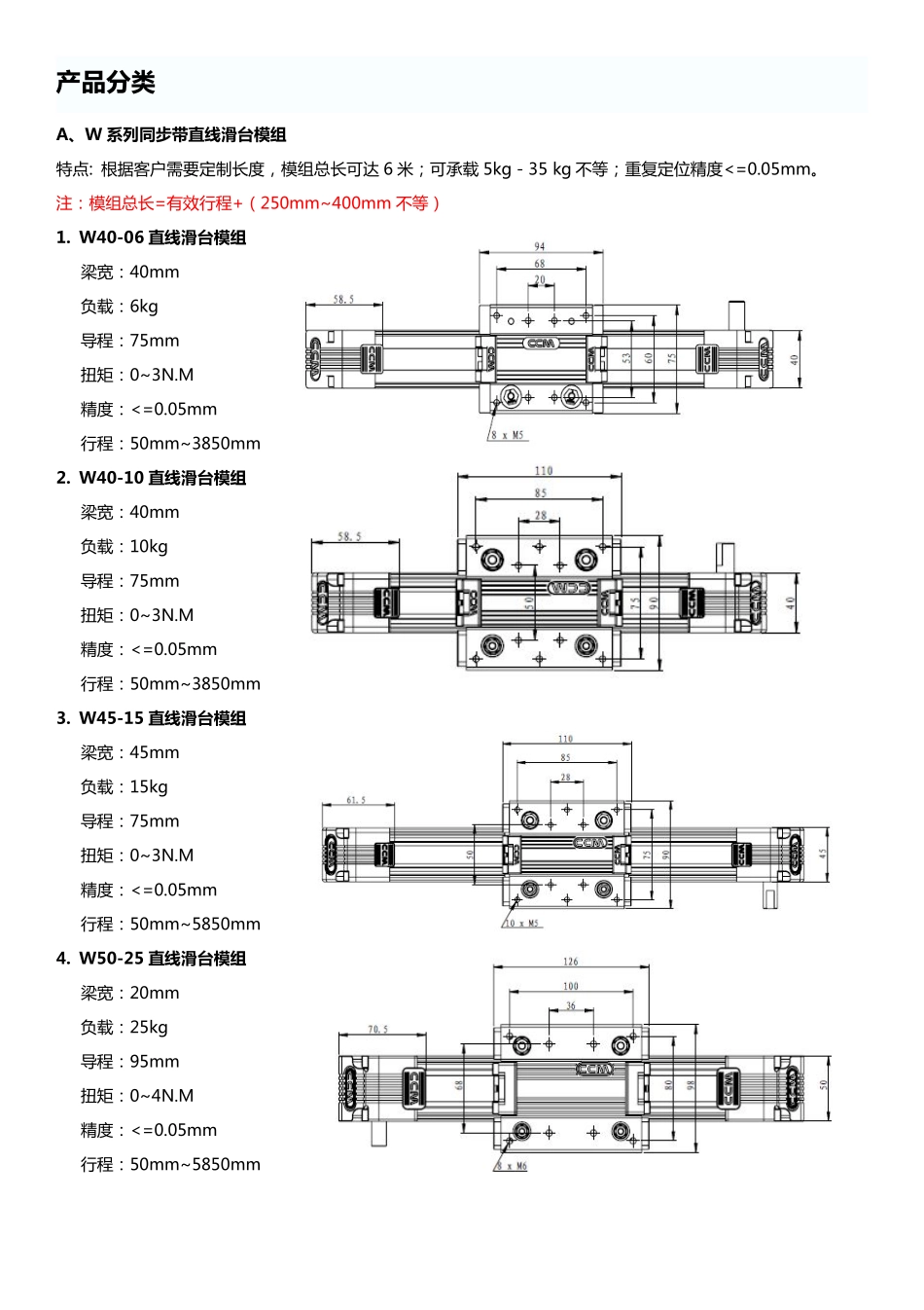 直线滑台模组产品介绍及结构搭建说明书_第3页