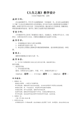 《人生之旅》教学设计
