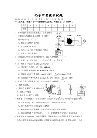 化学中考模拟试题