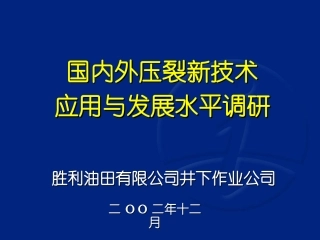 国内外压裂新技术