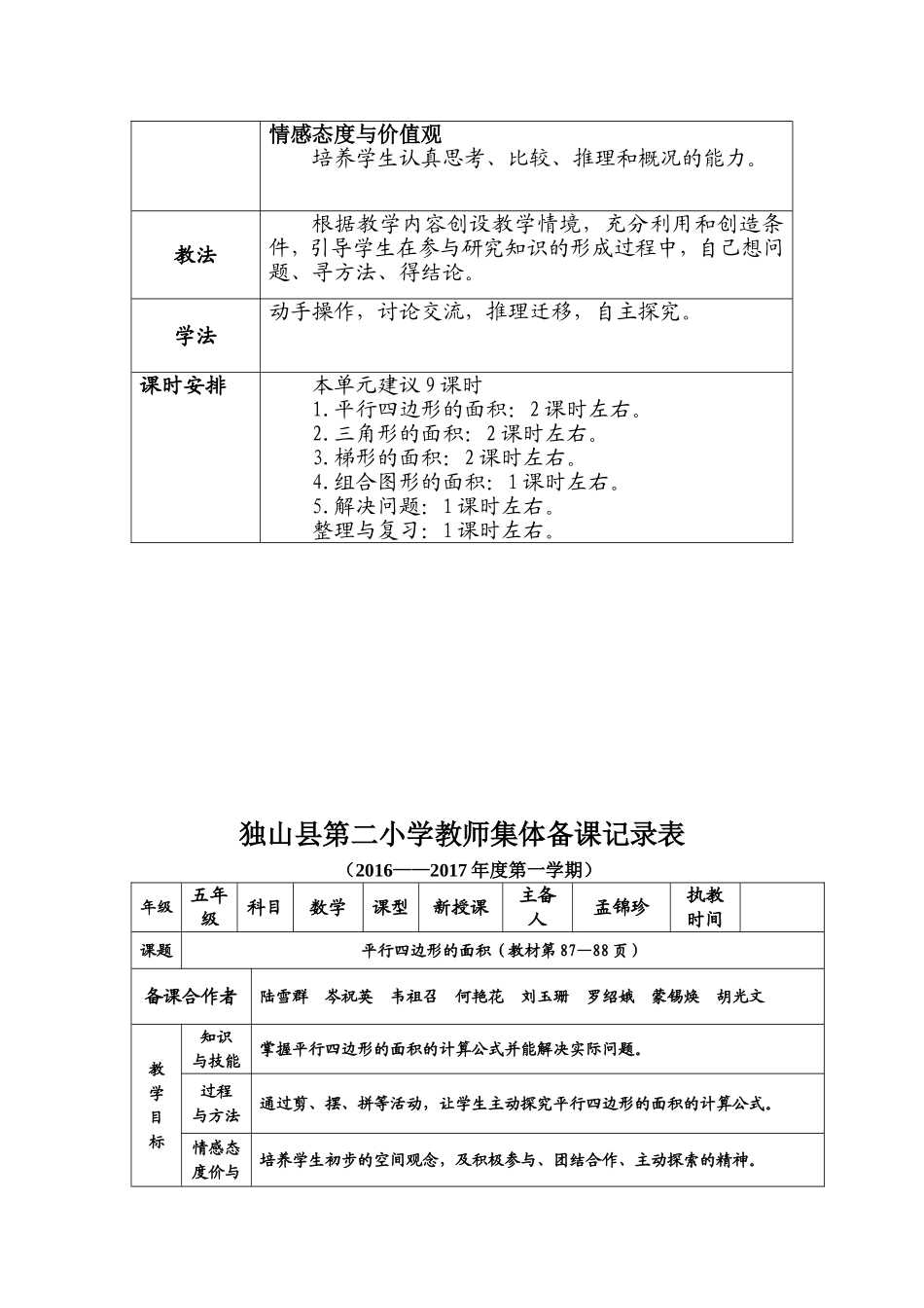 五年级数学(上)第六单元集体备课_第2页