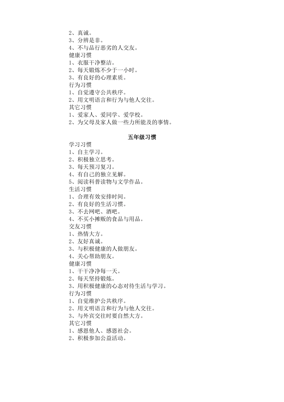 小学生好习惯养成要点一览表_第3页