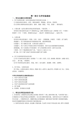 化学实验专题复习提纲