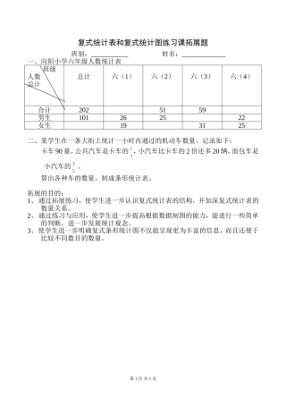 复式统计表和统计图的练习拓展
