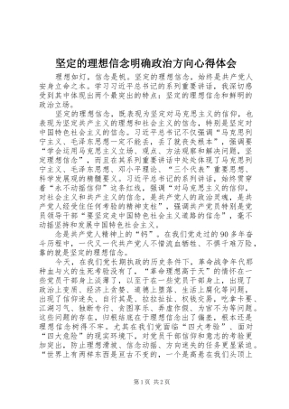 坚定的理想信念明确政治方向心得体会