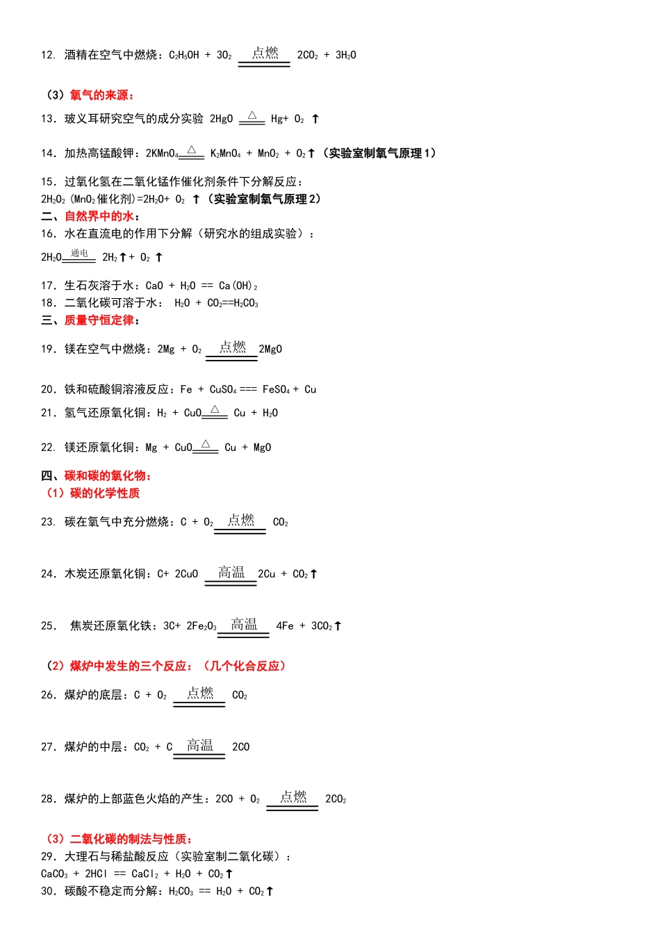 初中化学方程及现象大全_第2页