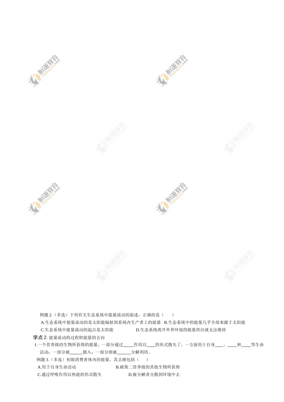 生物必修Ⅲ人教新课标5.2生态系统的能量流动同步学案_第3页