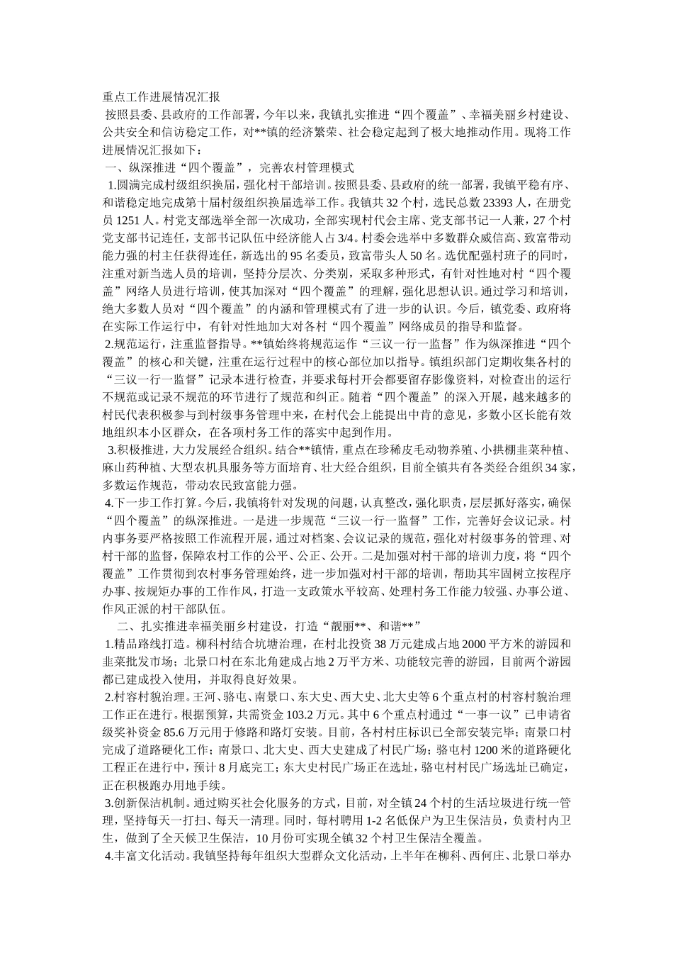 重点工作进展情况汇报_第1页